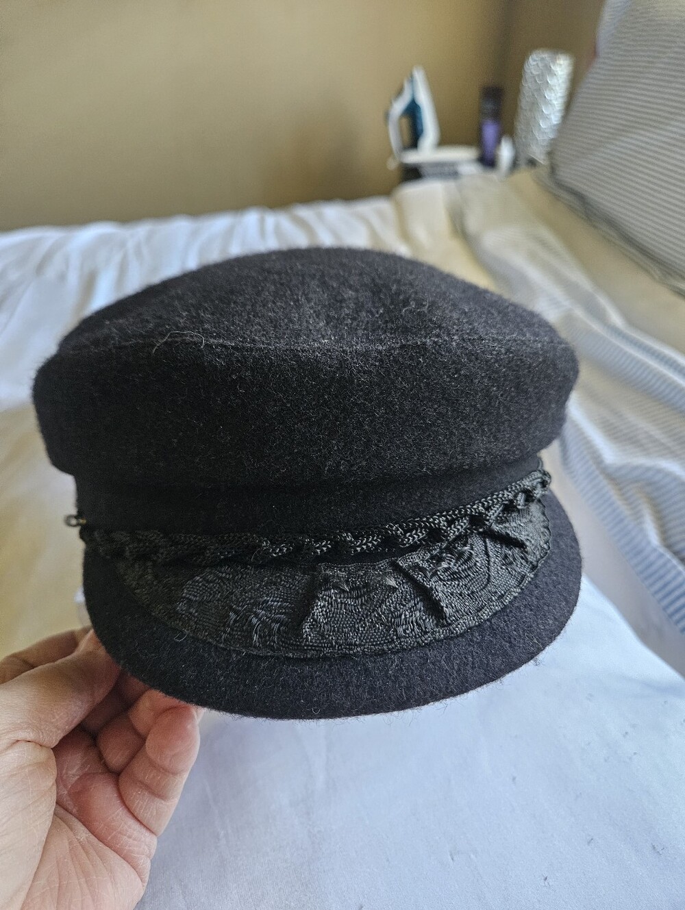 Vintage Black Wool Greek Fisherman’s Cap - Great Condition